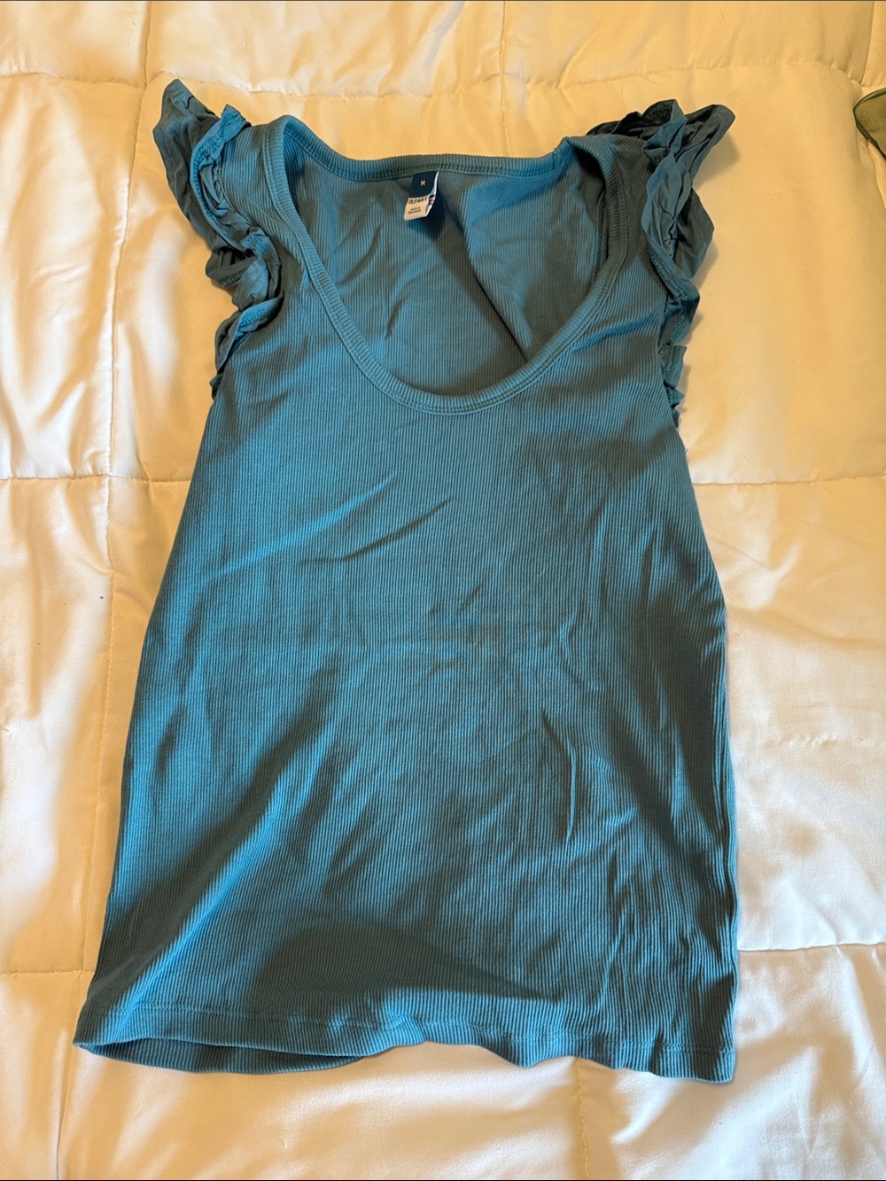 Old Navy Ruffled Sleeve Scoop Neck Women's Top - Teal